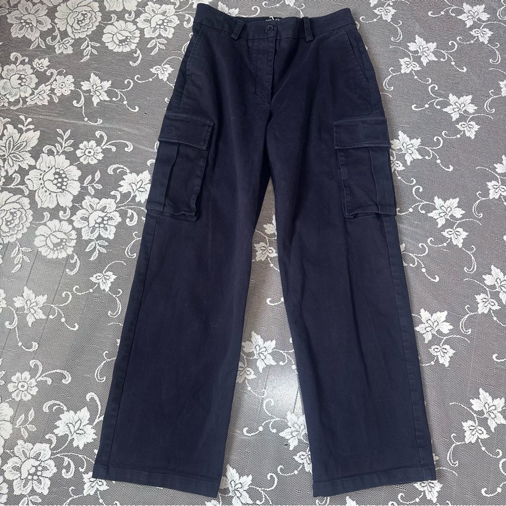 Frank and Oak Annie Loose Fit Cargo Pants Sz 6 in Blue